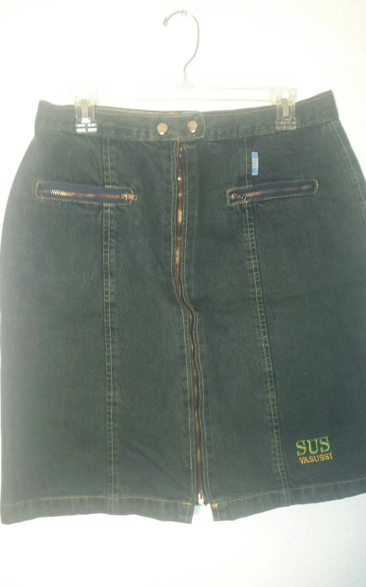 SUS VASUSSI Womens Jean Skirt Fits M Short Above Knee Green