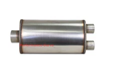 FLOW II Stainless Steel Performance Muffler - 4" In / Dual 3" Out - 58594
