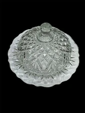 Covered Butter Dish, Scalloped edge, Starburst, diamond and Flare Cuts, Stunning