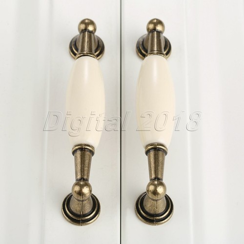 Antique Ceramic White Door Handles Kitchen Furniture Drawer Pulls Cabinet Knobs - Picture 19 of 29