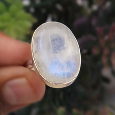 Rainbow Moonstone Solid 925 Sterling Silver Ring Meditation Ring Jewelry
