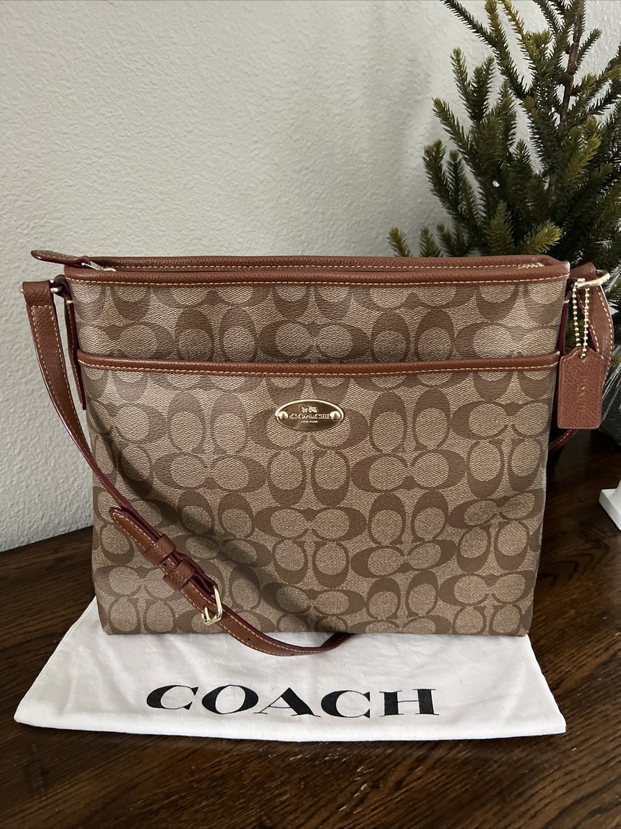 Coach 34938 Signature File Messenger Bag Brown CC Print *EUC*