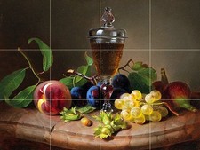 glass of wine and fruit Tile Mural Kitchen Bathroom Backsplash Ceramic 17x12.75