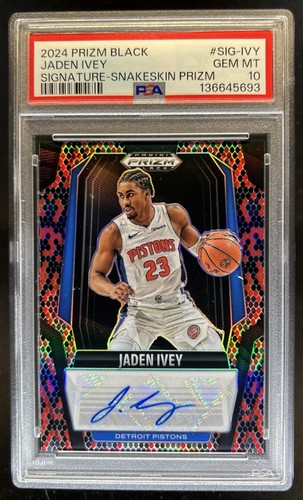 2024-25 Prizm Black Jaden Ivey Signatures SSP Snakeskin Prizm Auto #/15 PSA 10
