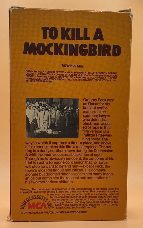 To Kill a Mockingbird VHS 1962, 1980s MCA Tan Gate Gregory Peck *Buy 2 Get 1* - Image 2 of 3