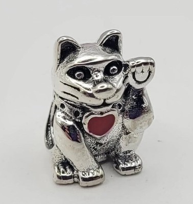 925 Sterling Silber winkende Katze Glücksbringer Anhänger für Armband / Halskette