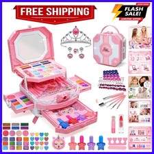 Kids Makeup Sets for Girls 5-8, 68 Pcs Kids Makeup Kit for Girls Non-Toxic Wa...