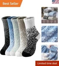 5 Pairs Ultra Soft Fuzzy Socks for Women - Cozy Fluffy Slipper Socks