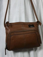 Purse Crossbody Tan Brown Leather Organizer Shoulder Bag Small 9x7" Tignanello