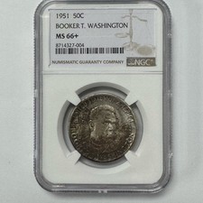 1951 Booker T. Washington Commemorative Silver Half Dollar NGC MS66+