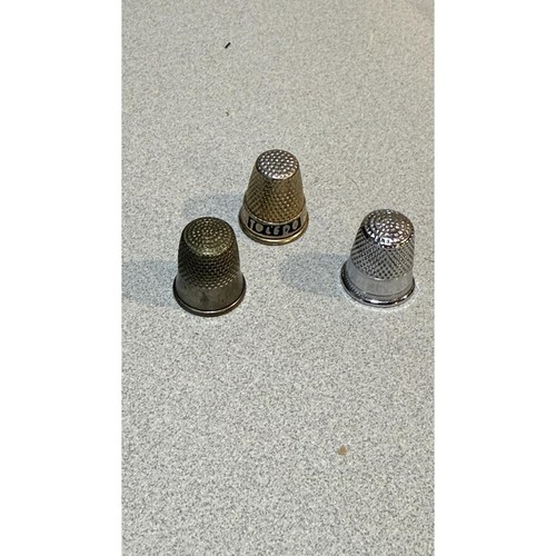 Vintage Toledo Souvenir 1 Gold & Black Metal 2 Extra metal sewing thimbles 1"