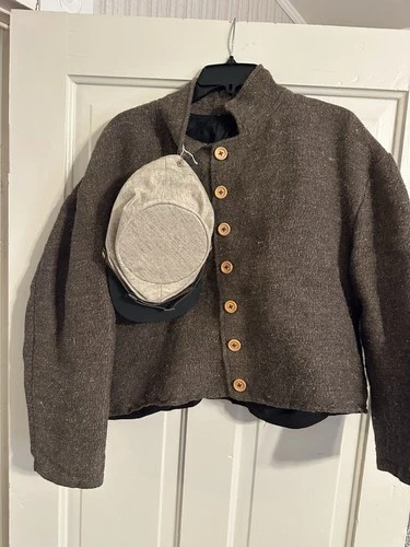 CIVIL WAR CS CSA CONFEDERATE INFANTRY BROWN JEAN WOOL SHELL JACKET-LARGE 42R 44R