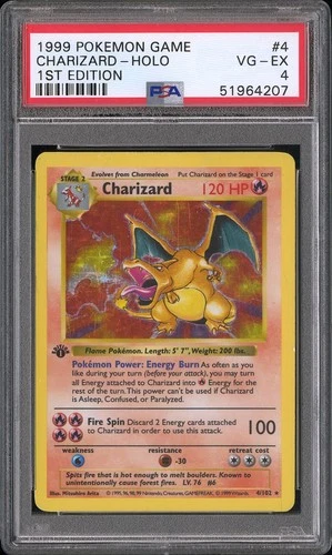 1999 Pokemon Base Set 1st Edition Shadowless Charizard Holo 4/102 #4 PSA 4
