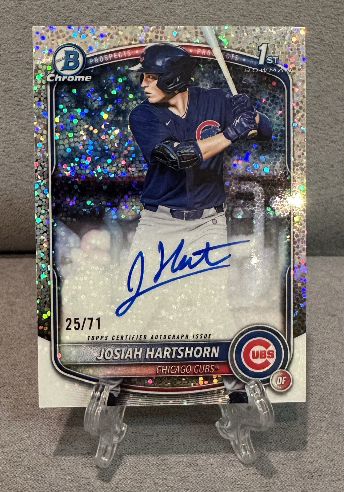 2025 Bowman Draft Josiah Hartshorn Chrome Sparkle Refractor Auto /71 1st Cubs