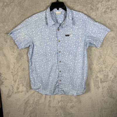 Columbia Men's Size Large Rogers Peak Blue Printed Short Sleeve Shirt Button Up