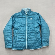 The North Face Jacket Girls Large 14/16 Blue Reversible Puffer Fleece Full Zip