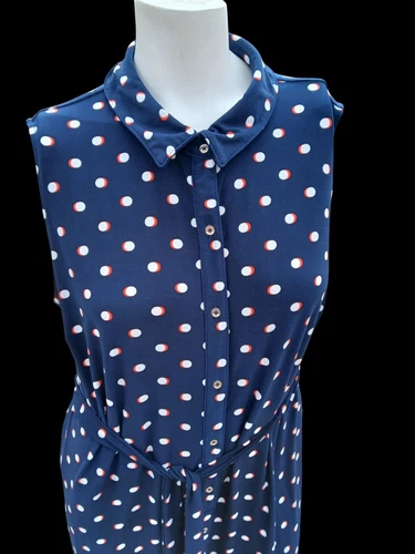 VETEMENTS Abito Tommy Hilfiger blu a pois 16 1x elasticizzato casual midi cintura senza maniche