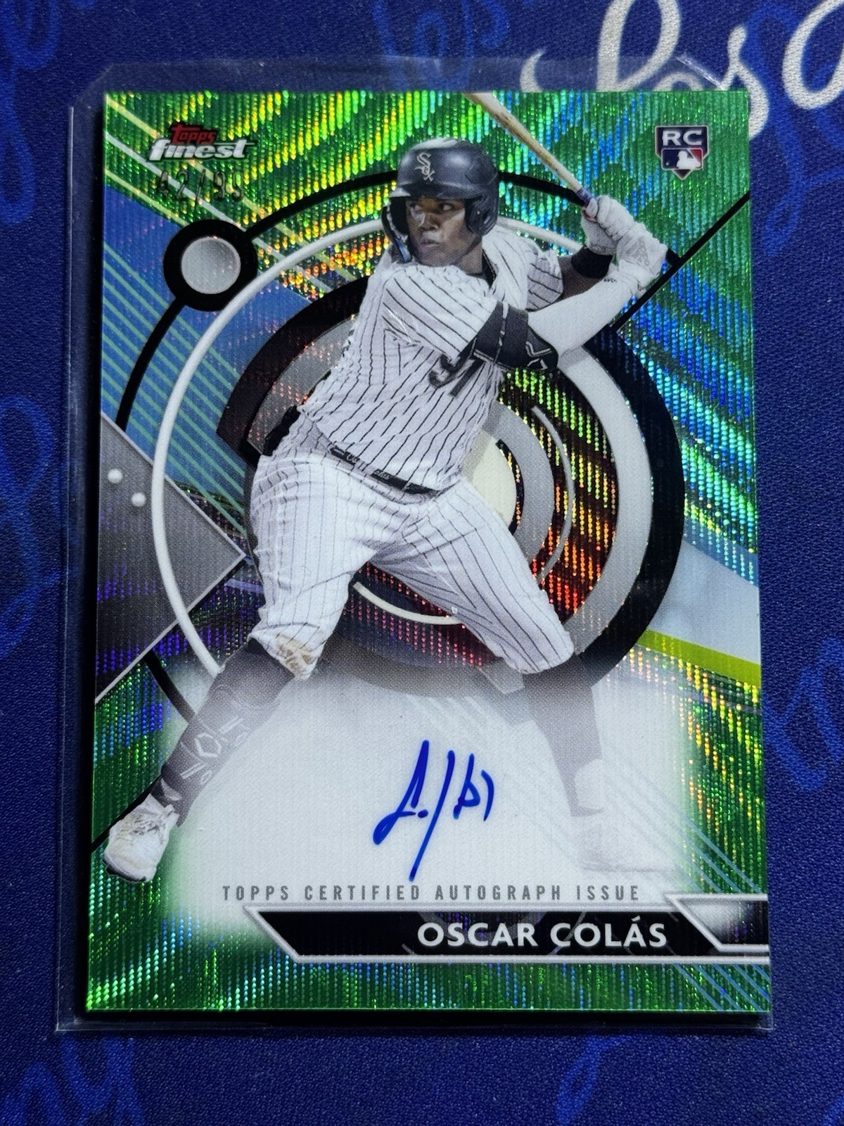 2023 Topps Finest Oscar Colas Rookie Green Refractor Auto #/99 RC White Sox