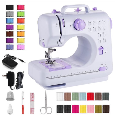 Portable Sewing Machine for Beginners with 12 Built-in Stitches Multi-Function