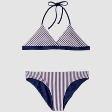 Splendid Kid Girl's Pink Reversible Stripe Two-Piece Bikini Set Swimsuit 16