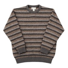 VTG 90s Munsingwear Striped Knit Sweater Men Large Gray Brown Grandpa Cozy Retro