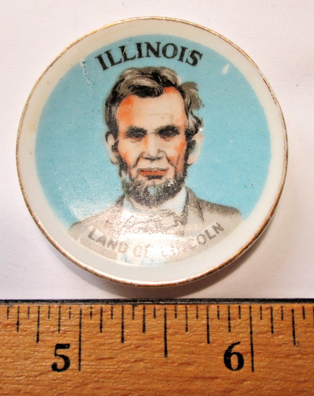 Miniature Land of Lincoln Plate Porcelain 1 5/8" diameter