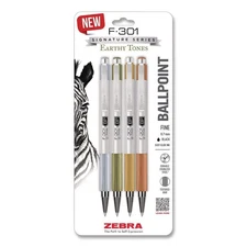 Zebra 27304 Fine 0.7 mm Ballpoint Pen - Black Ink/Assorted Barrel (4/PK) New