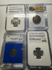 NGC ICG Slabbed Coin Lot Norway 500 Steel Cent Algeria 2C