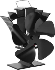 VODA Wood Stove Fan 5 Blades Newly designed Small Heat Powered Fans Black1 