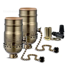 Pull Chain Light Socket Replacement,E26 Standard Screw Lamp Antique Brass