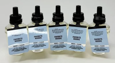 5 BATH & BODY WORKS FAVORITE HOODIE WALLFLOWER FRAGRANCE REFILL BULB PLUG IN LOT