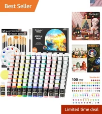 100 Colors Acrylic Paint, 2oz/60ml Bottles, Include 2 Sets of 12 Paint Brushe...