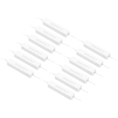 12 Pcs 47k Ohm Resistors, 20W Power Ceramic Cement Resistor Kit Tolerance 5%