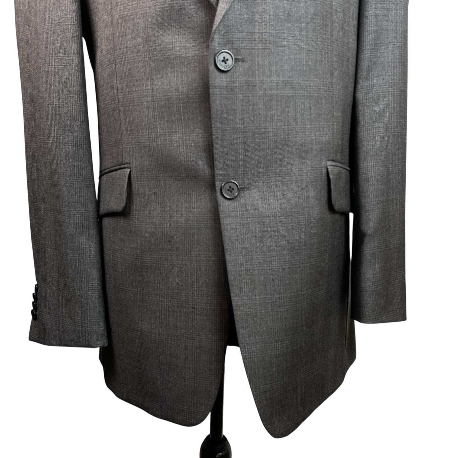 Tommy Hilfiger Men's Wool Blazer Sport Coat Jacket 38L Gray Plaid Two Button thumbnail 3