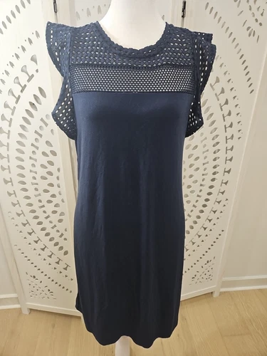 Abito donna Michael Kors blu navy manica corta maglia manica svasata taglia media