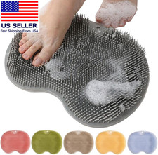 Shower Foot Scrubber Mat with Non-Slip Suction Cups, Foot Back Cleaning Pad Back