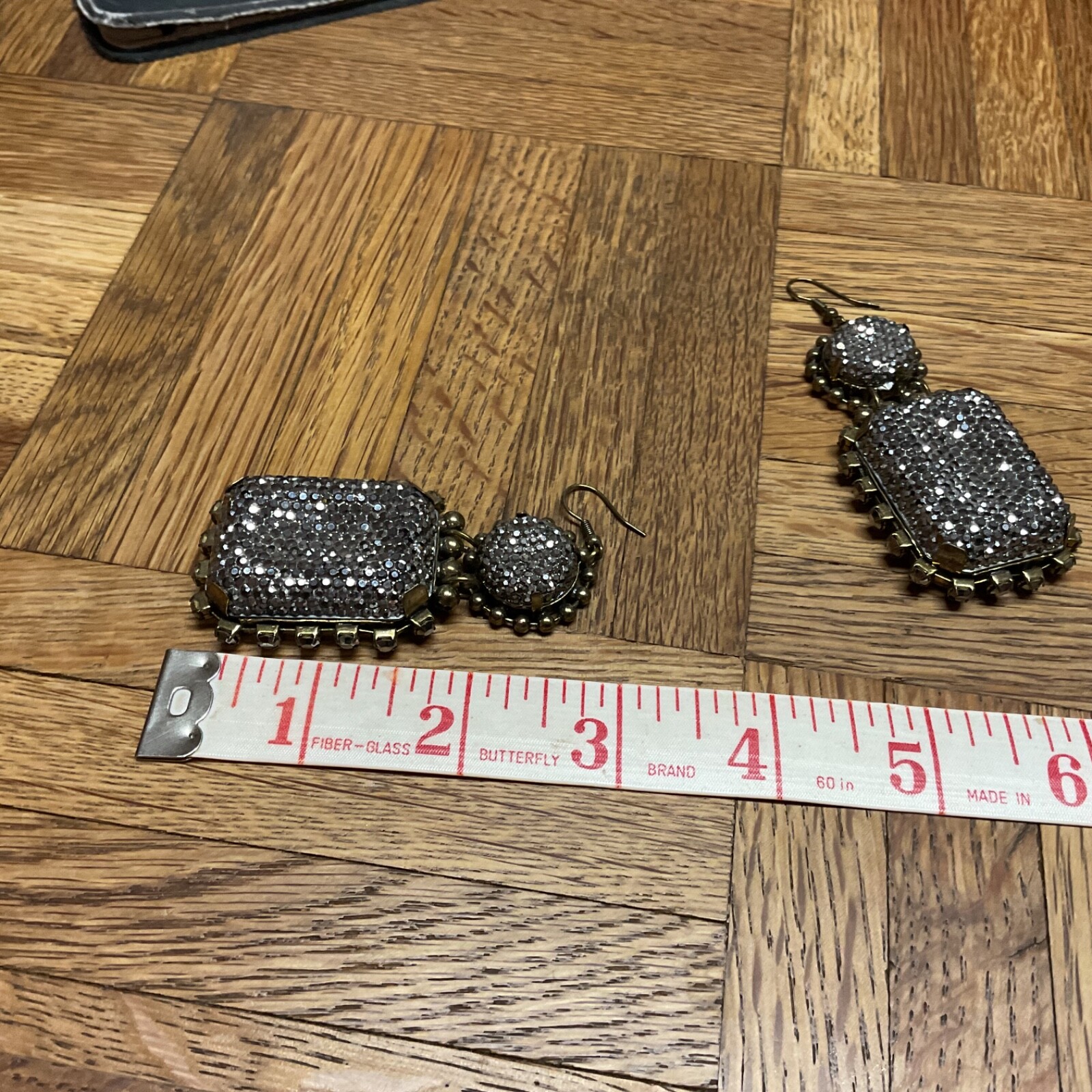 Designer Flat Drop Dangle Earrings  Micro Pave Cr… - image 3