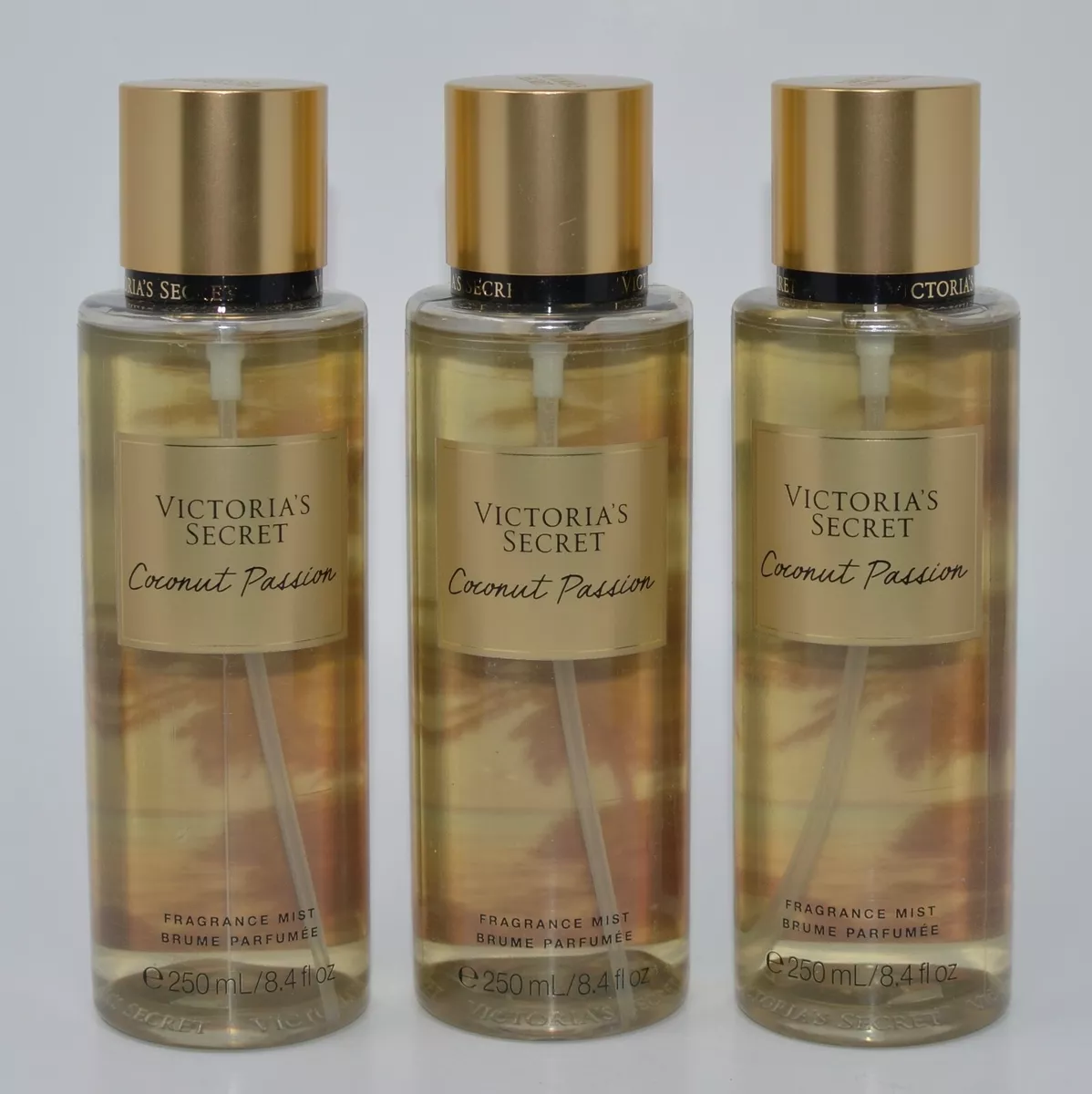 3 NEW VICTORIA'S SECRET COCONUT PASSION FRAGRANCE MIST BODY SPRAY 8.4OZ  LARGE