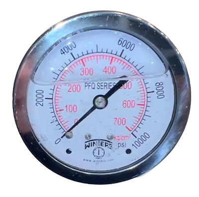 WINTERS PFQ190R1R3 0 - 10,000 PSI STAINLESS STEEL LIQUID FILLED PRESSURE GUAGE