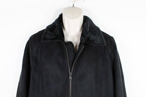 Perry Ellis Portfolio Jacket Mens L Faux Suede Collar Lined Coat Heavy Winter - Picture 2 of 12
