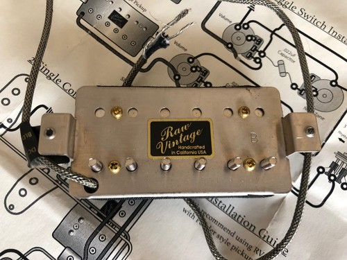 Raw Vintage RV-PAF Humbucker, F-Spaced, Aged Double Black Bobbins, Free Shipping - Picture 6 of 11