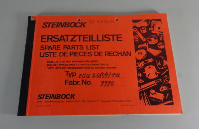 Parts catalogue Steinbock BOSS electric forklift EGU 2 D/54/112 status 1980