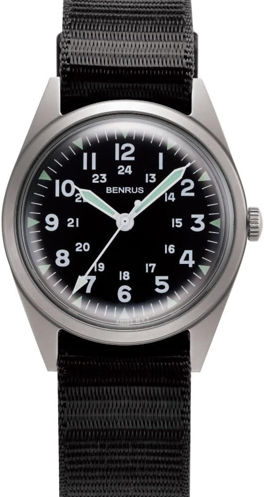 Benrus DTU-2A/P-SVBK Mens Military Field Watch Swiss Quartz 34mm