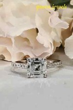 2.44CT Asscher Lab-Created Diamond Engagement Wedding Ring 14K White Gold Finish