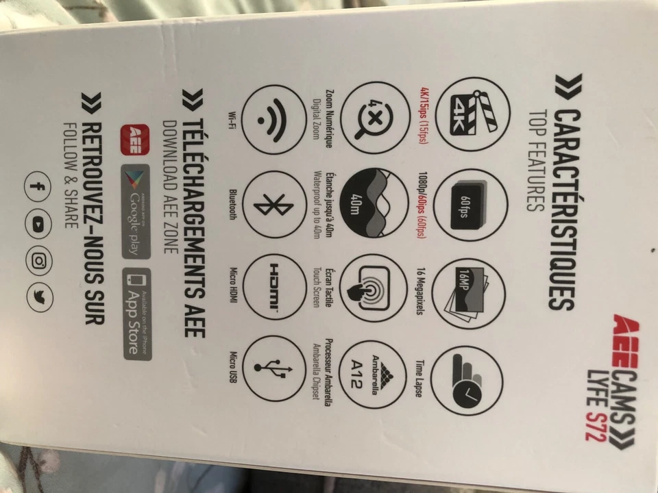 Mini Action Cam, brand new black, AEE CAMS LYFE S72 4K/15ips 60ips 16megapixels - Image 3 of 4