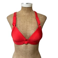 Luli Fama Bathing Swim Suit Red Molded Push Up Bandeau Halter Top NWT Size XS 