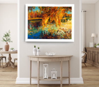 Nature Print, Forest Wall Art, Watercolor Framed Oil Painting Wall Art,Vector