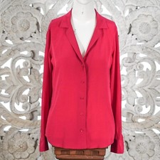 Equipment Femme Women’s XS Hot Pink Silk Button-Up Shirt Long Sleeve Blouse