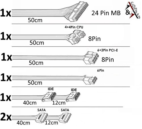 ATX PC Netzteil 20/24 P4 P6 P8 SATA IDE FDD PCI-E 400 450 500 550 600 650 750 W - Bild 24 von 31