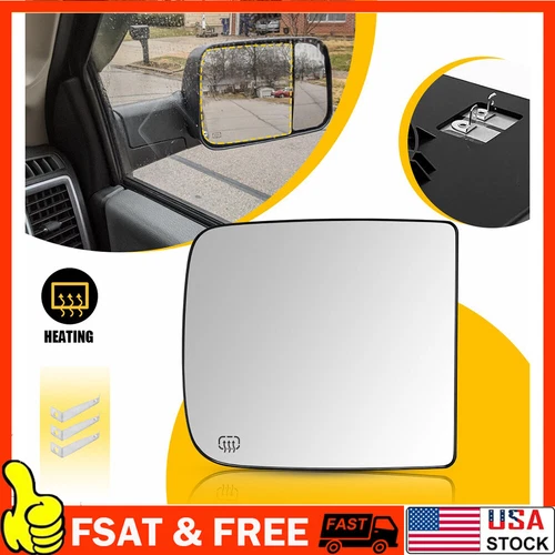 Towing Mirror Glass Heated Upper Passenger Side Right for Dodge Ram Pickup A